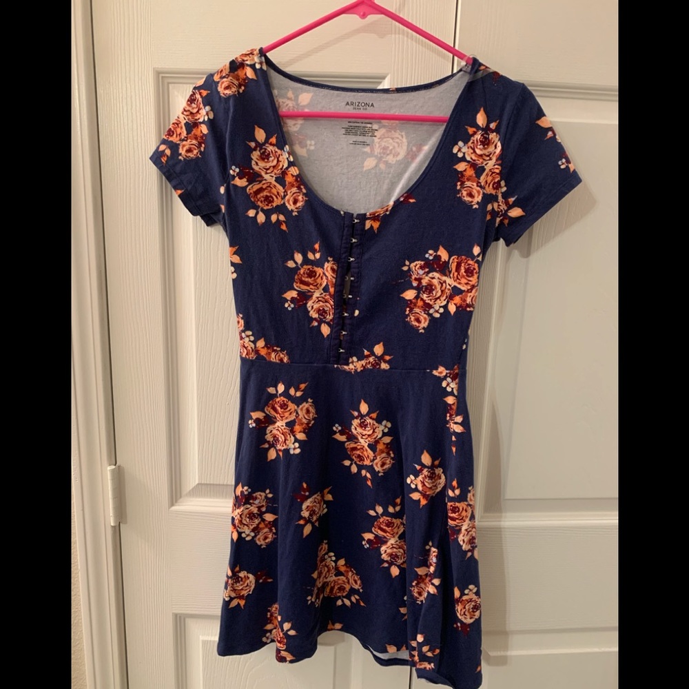 Navy blue floral summer dress
